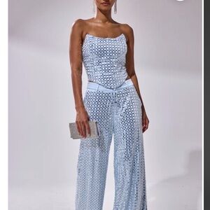 Akira Lila embellished set blue NWT